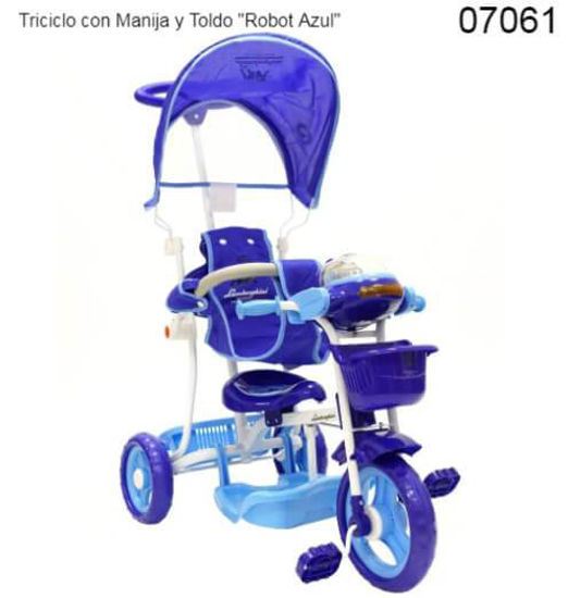 Imagen de TRICICLO CON MANIJA Y TOLDO ROBOT AZUL 5.24
